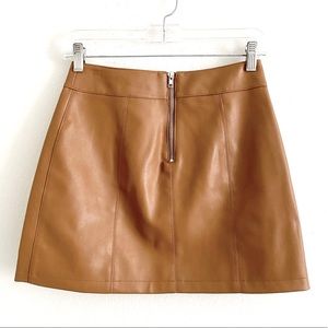 Faux Leather Brown Mini Skirt, Sz S